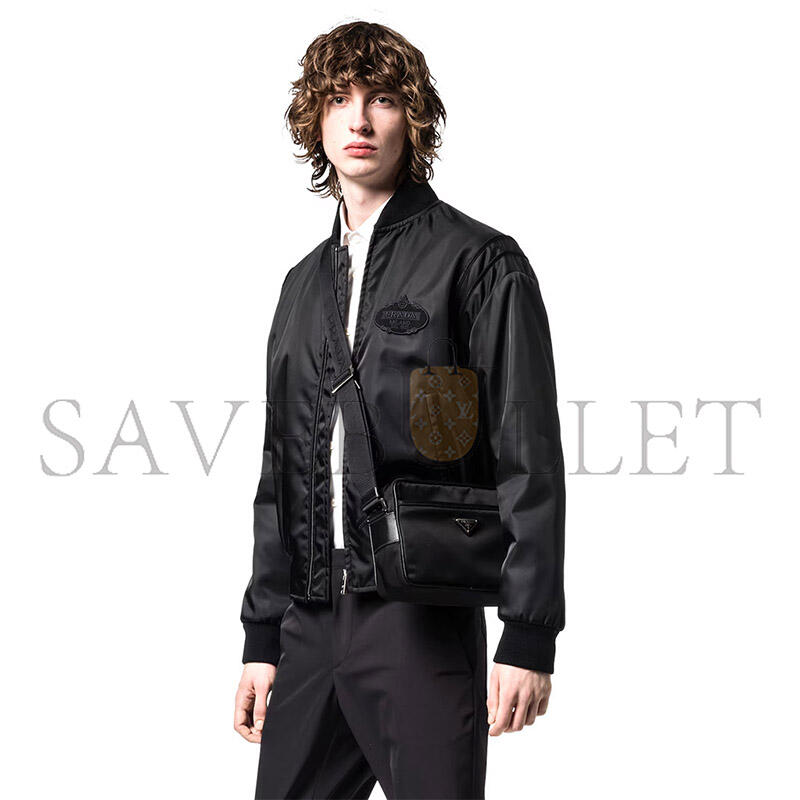 Pra*a re-nylon and saffiano leather shoulder bag 2vh048 (23*16*7cm)